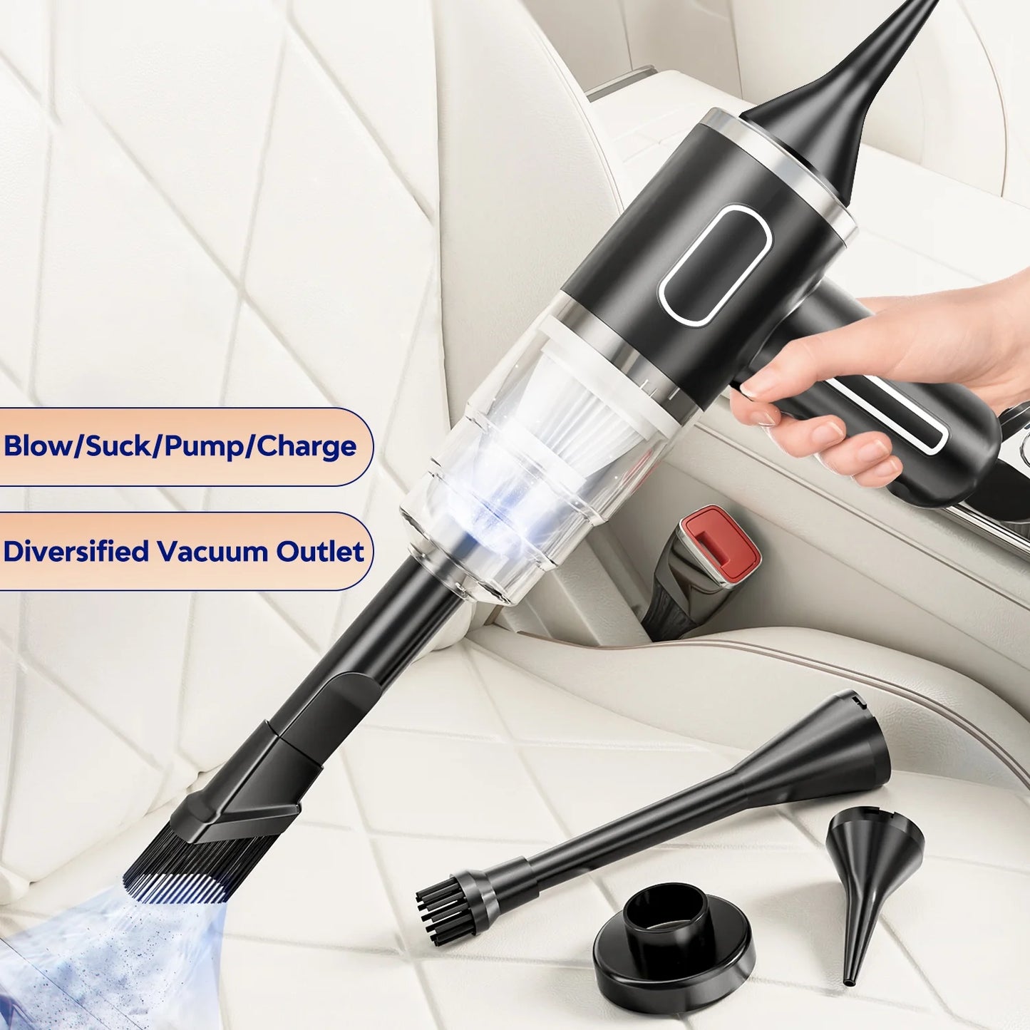Handheld Vacuum Cordless, 29000PA Powerful Car Vacuum Cleaner, 120W Mini Rechargeable Hand Held Vacuum, Hand Held Vacuum with Strong Suction Bug Sucker for Home, Pet Hair, Car, Green
