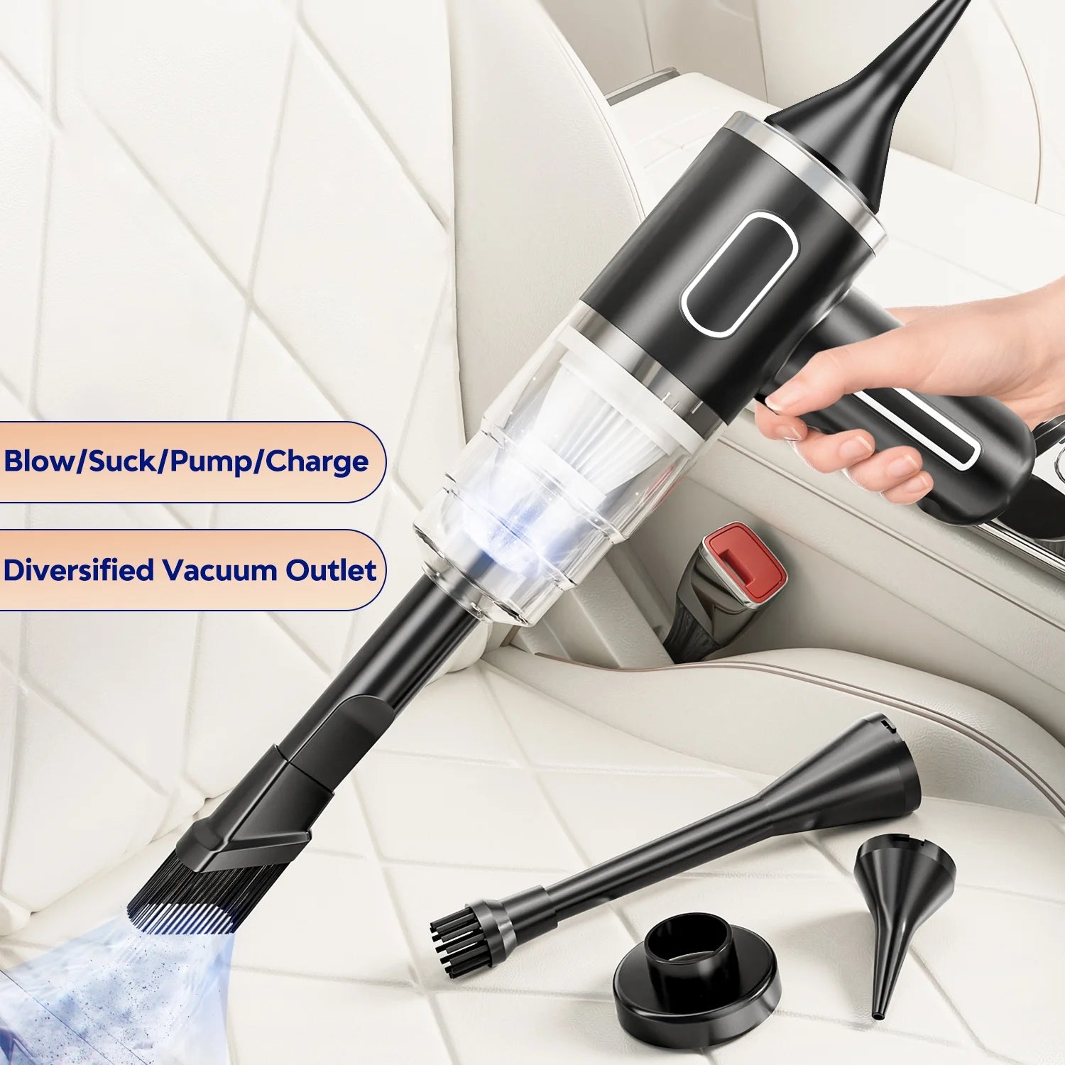 Handheld Vacuum Cordless, 29000PA Powerful Car Vacuum Cleaner, 120W Mini Rechargeable Hand Held Vacuum, Hand Held Vacuum with Strong Suction Bug Sucker for Home, Pet Hair, Car, Green