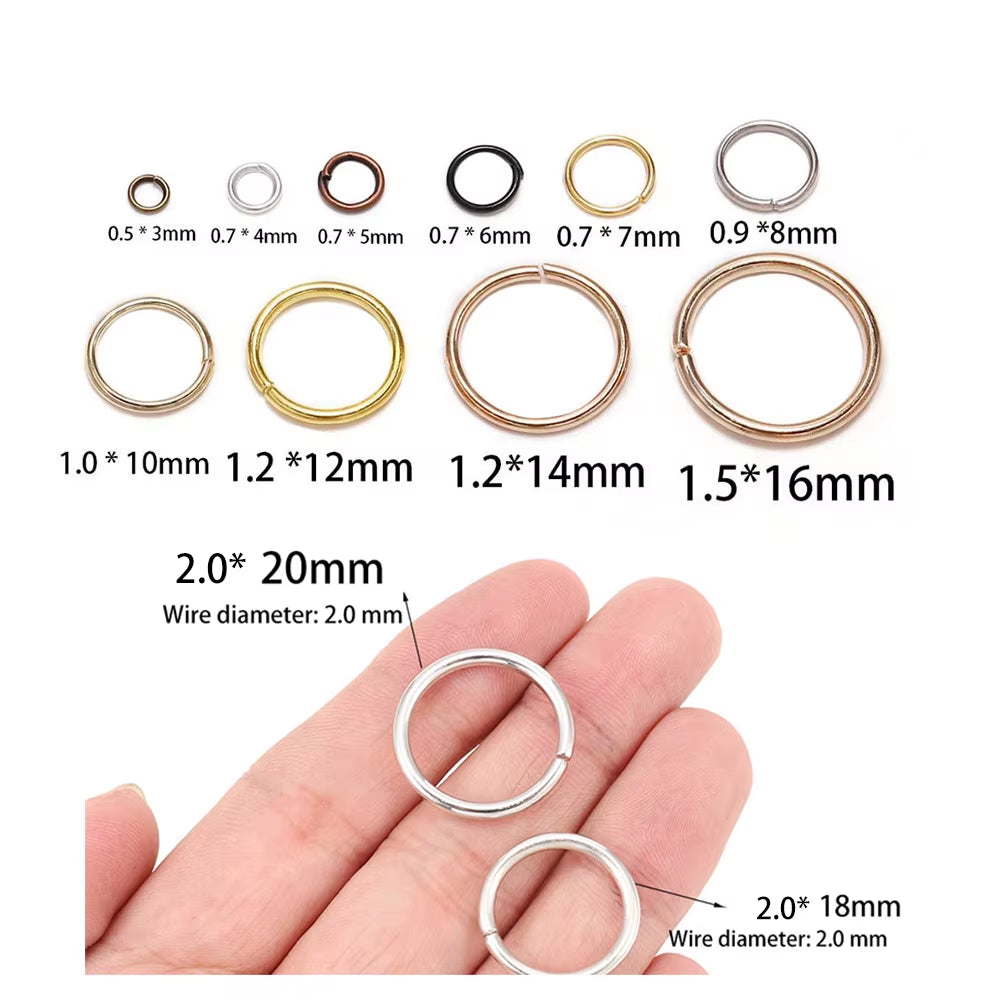 50-200Pcs/Lot 3-20 Mm Jump Rings Split Rings Connectors for Diy Jewelry Finding Making Accessories Wholesale Supplies