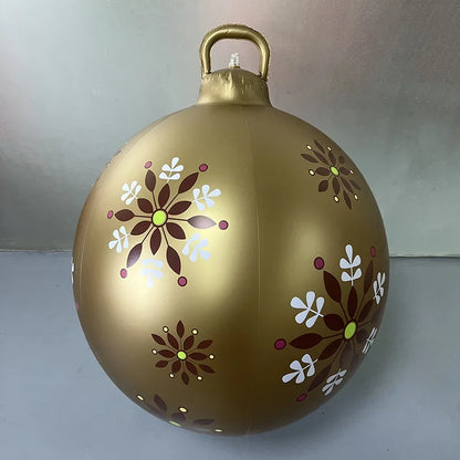 60Cm Outdoor Christmas Inflatable Decorated Ball PVC Giant Big Large Balls Xmas Tree Decorations Toy Ball without Light Ornament