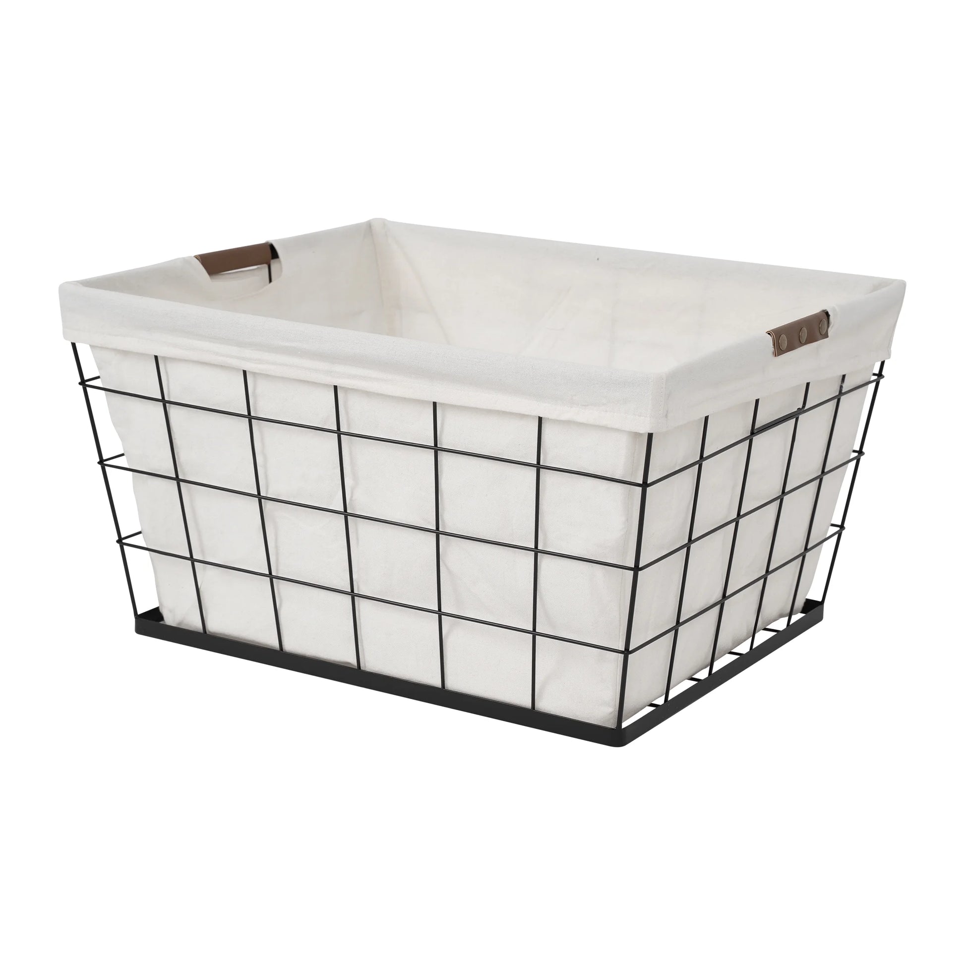 60L Rectangular Steel Laundry Basket, Black & Natural, Adult